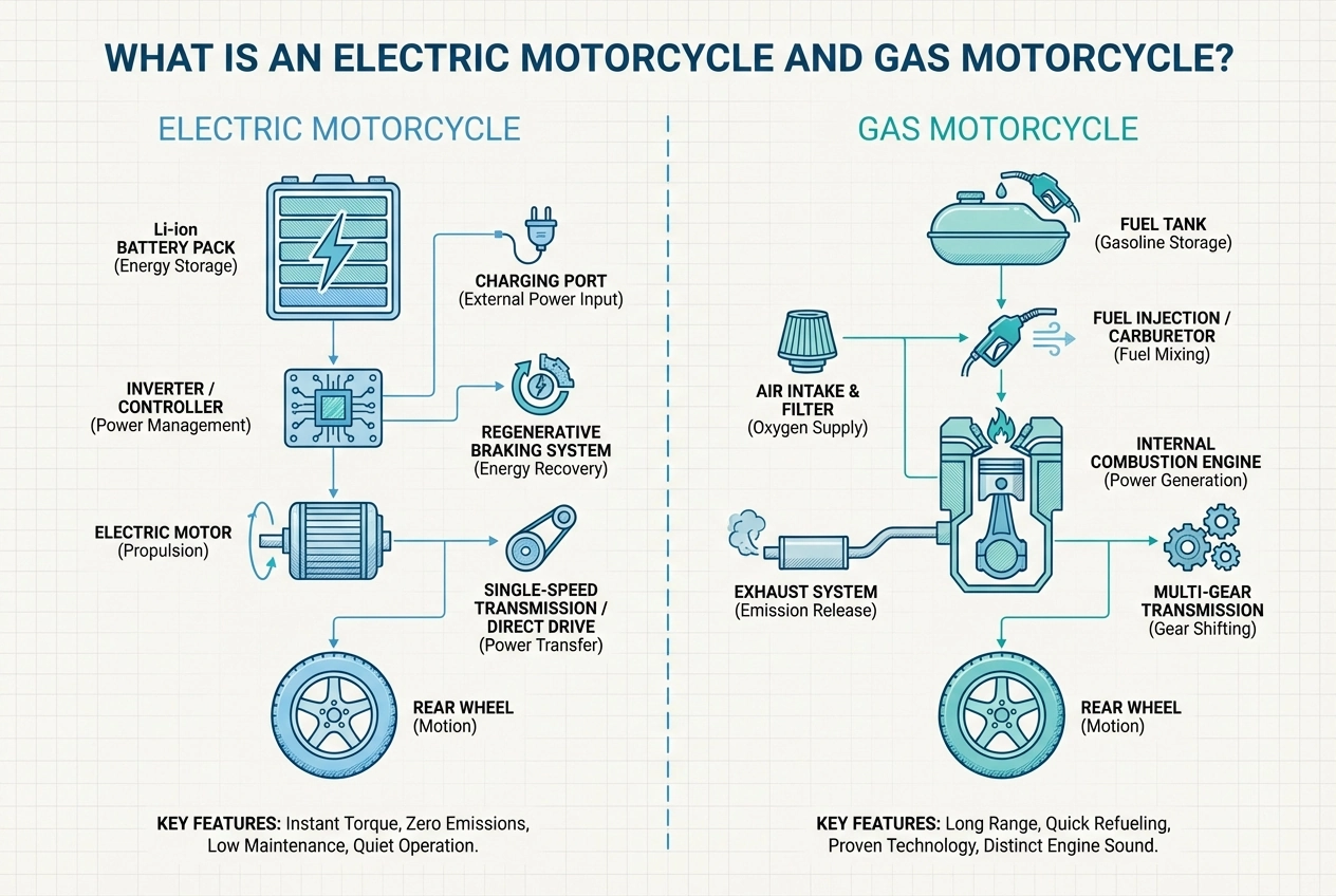 What is an Electric Motorcycle and Gas Motorcycle?
