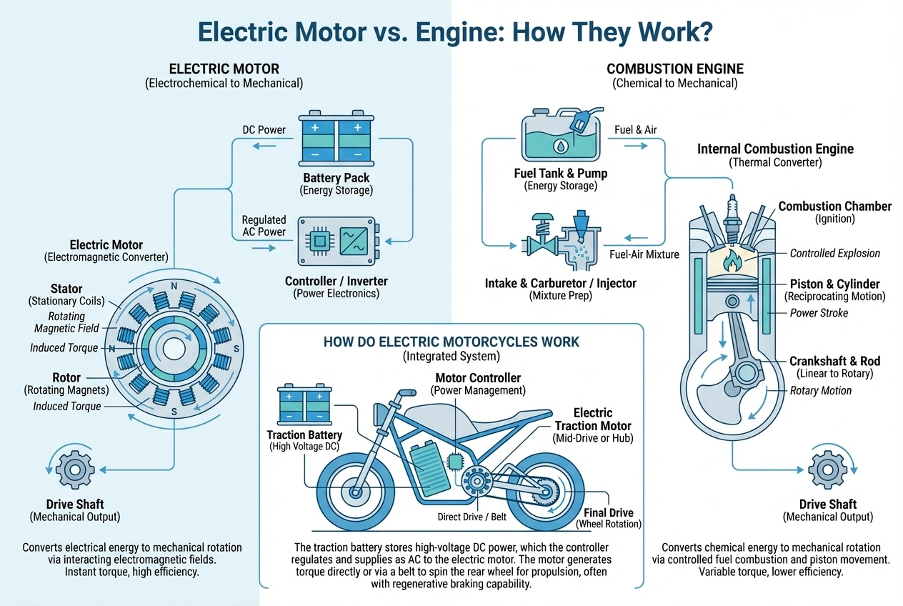 Electric Motor vs Engine: How They Work?