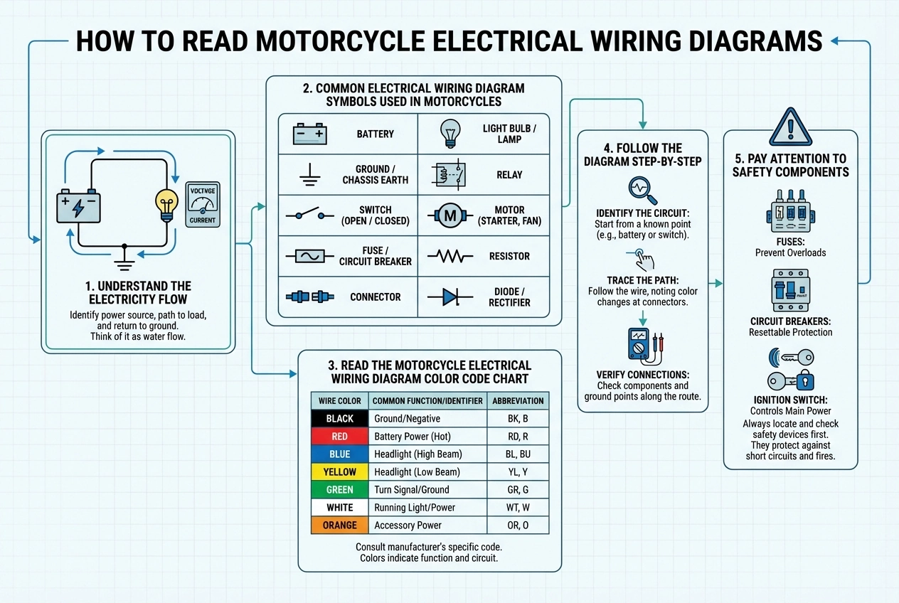 How to Read Motorcycle Electrical Wiring Diagram?