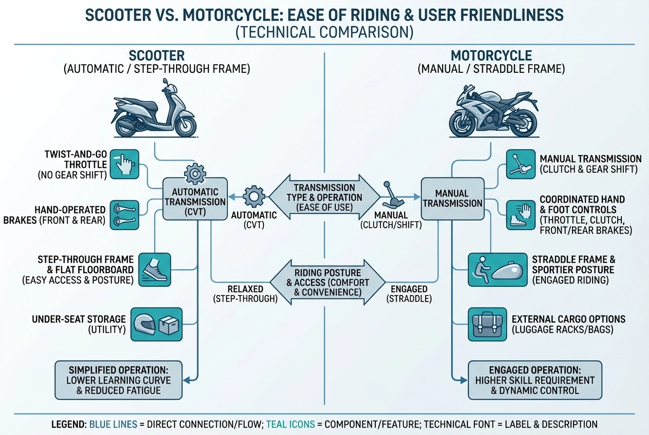 Scooter and Motorcycle: Ease of Riding and User Friendliness